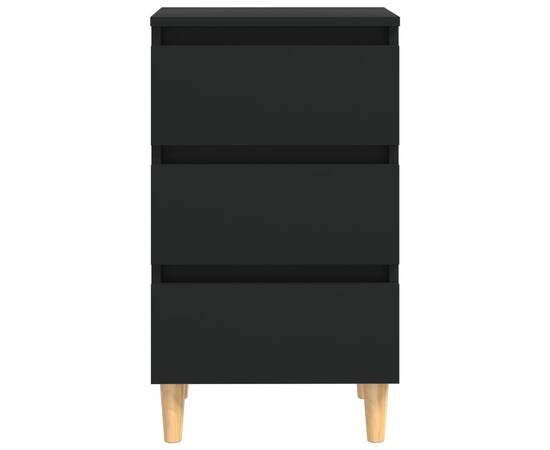 Noptiere cu picioare lemn masiv, 2 buc., negru, 40x35x69 cm, 5 image