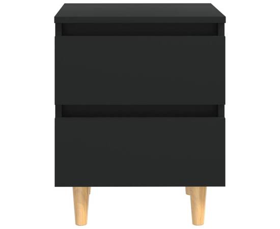 Noptiere cu picioare lemn masiv pin, 2 buc., negru, 40x35x50 cm, 5 image