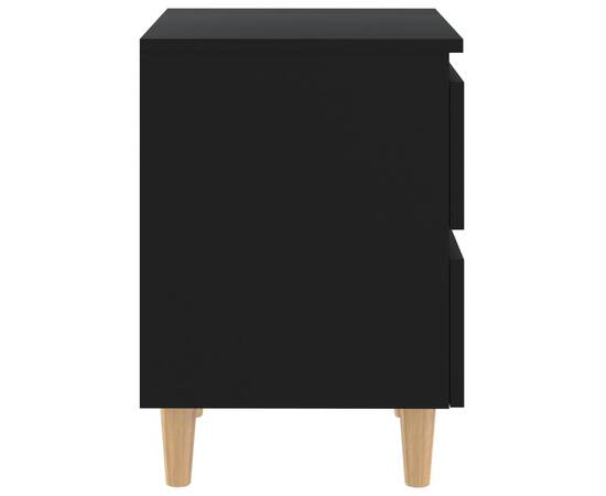 Noptiere cu picioare lemn masiv pin, 2 buc., negru, 40x35x50 cm, 6 image