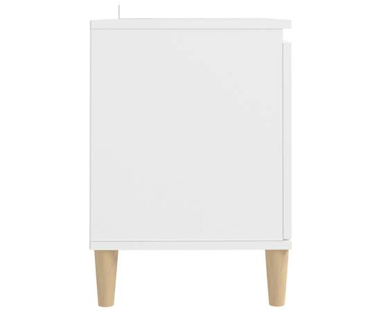 Comodă tv cu picioare din lemn masiv, alb, 103,5x35x50 cm, 6 image