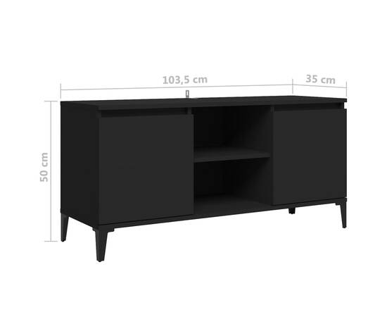 Comodă tv cu picioare metalice, negru, 103,5x35x50 cm, 8 image