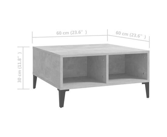 Măsuță de cafea, gri beton, 60x60x30 cm, pal, 6 image