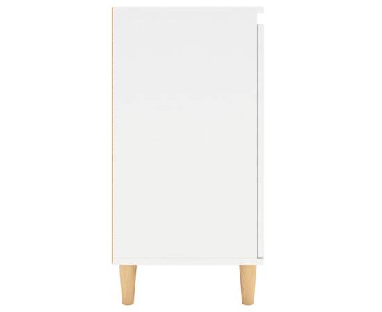 Servantă cu picioare din lemn masiv, alb, 60x35x70 cm, pal, 6 image