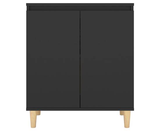 Servantă cu picioare din lemn masiv, negru, 60x35x70 cm, pal, 5 image