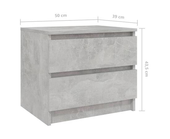 Noptieră, gri beton, 50x39x43,5 cm, pal, 6 image