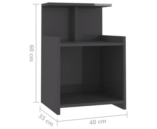 Noptieră, gri extralucios, 40x35x60 cm, pal, 6 image