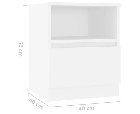 Noptiere, 2 buc., alb, 40x40x50 cm, pal, 8 image