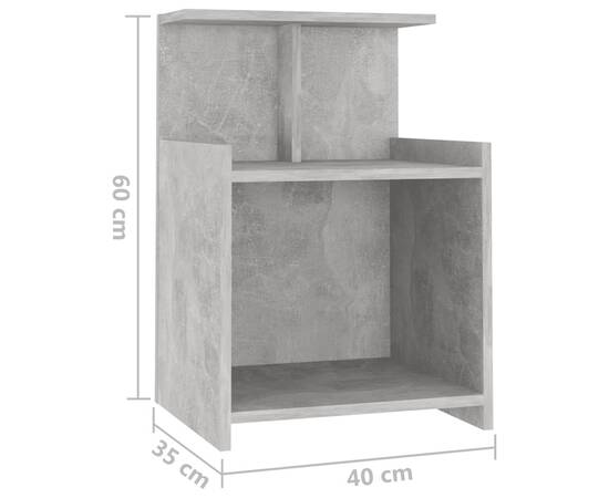 Noptiere, 2 buc., gri beton, 40x35x60 cm, pal, 7 image