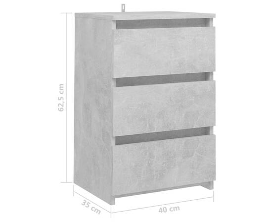 Noptiere, 2 buc., gri beton, 40x35x62,5 cm, pal, 8 image