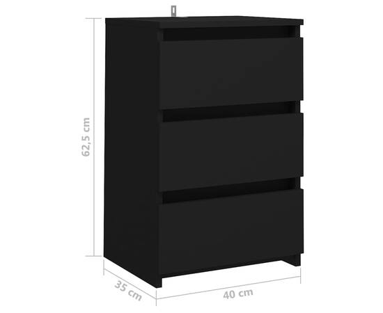 Noptiere, 2 buc., negru, 40x35x62,5 cm, pal, 8 image