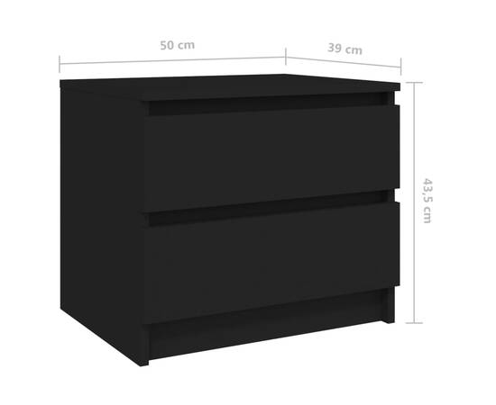 Noptiere, 2 buc., negru, 50x39x43,5 cm, pal, 7 image