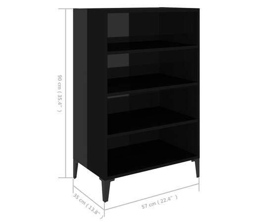 Servantă, negru extralucios, 57x35x90 cm, pal, 6 image