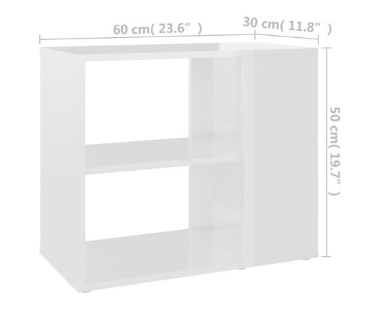 Dulap lateral, alb extralucios, 60x30x50 cm, pal, 6 image
