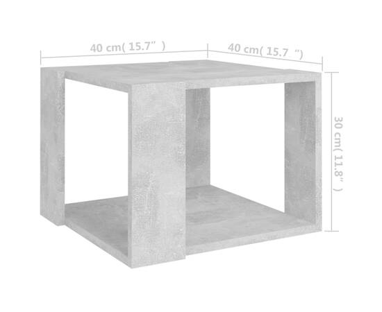 Măsuță de cafea, gri beton, 40x40x30 cm, pal, 5 image