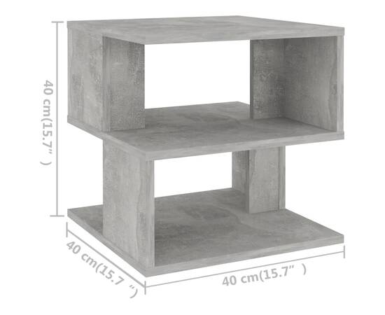 Masă laterală, gri beton, 40x40x40 cm, pal, 6 image