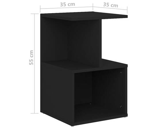 Noptieră, negru, 35x35x55 cm , pal, 6 image