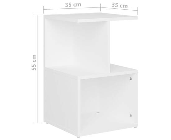 Noptiere, 2 buc., alb, 35x35x55 cm, pal, 6 image