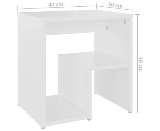 Noptiere, 2 buc., alb, 40x30x40 cm, pal, 8 image