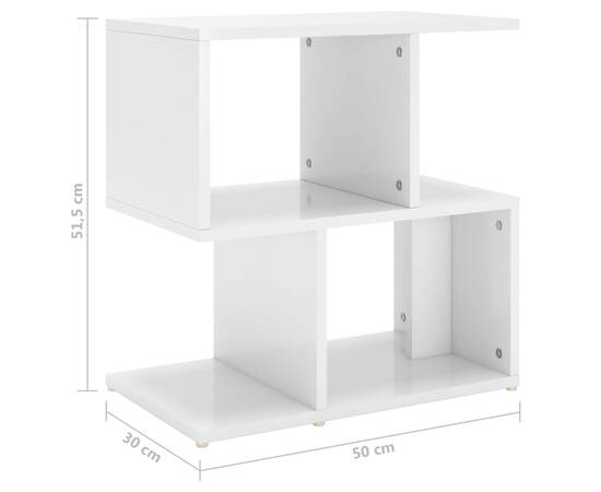 Noptiere, 2 buc., alb extralucios, 50x30x51,5 cm, pal, 7 image