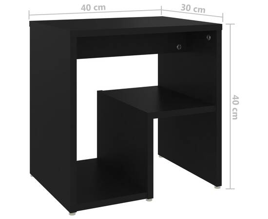 Noptiere, 2 buc., negru, 40x30x40 cm, pal, 8 image