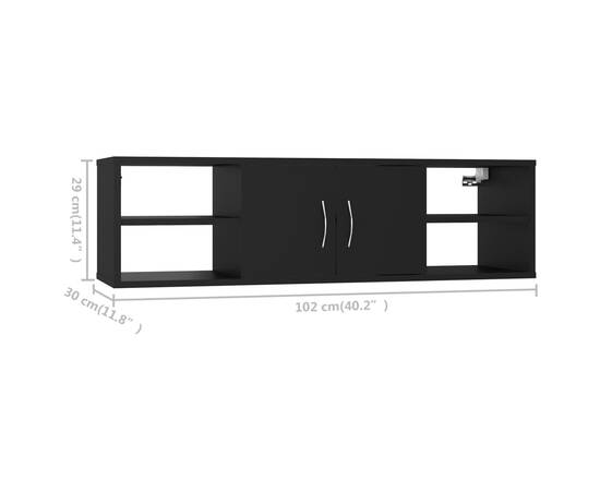 Raft de perete, negru, 102x30x29 cm, pal, 8 image