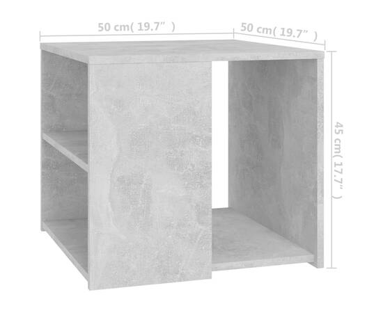Masă laterală, gri beton, 50x50x45 cm, pal, 6 image