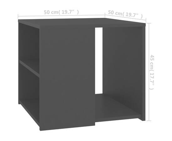 Masă laterală, negru, 50x50x45 cm, pal, 6 image