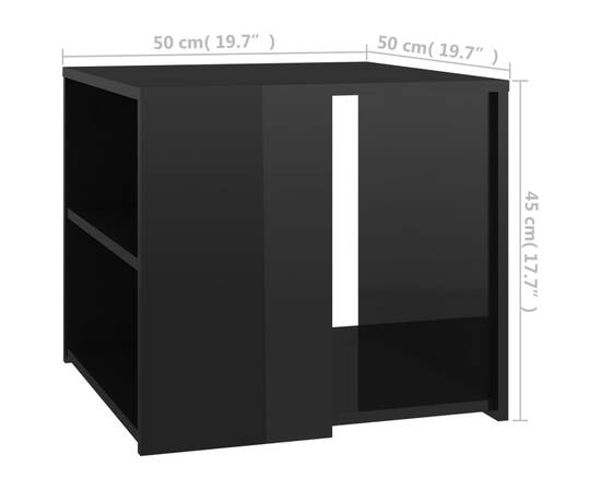 Masă laterală, negru extralucios, 50x50x45 cm, pal, 6 image