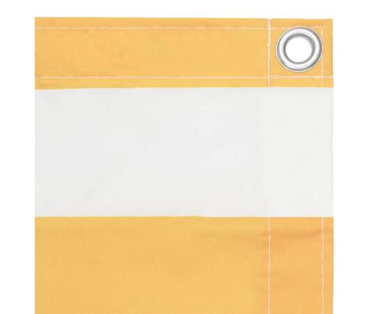 Paravan de balcon, alb și galben, 75 x 500 cm, țesătură oxford, 3 image
