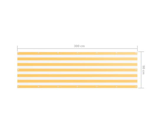 Paravan de balcon, alb și galben, 90 x 300 cm, țesătură oxford, 5 image