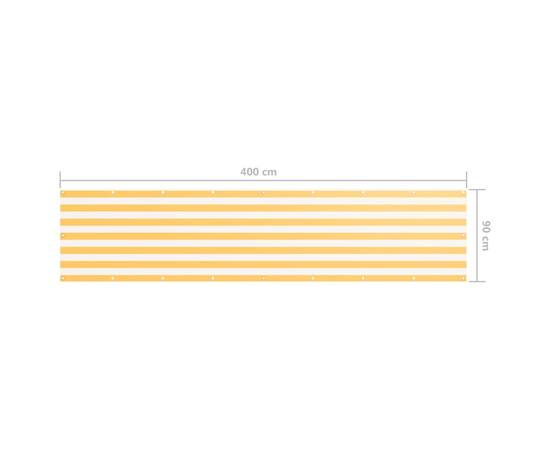 Paravan de balcon, alb și galben, 90 x 400 cm, țesătură oxford, 5 image
