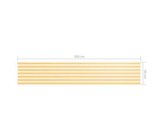 Paravan de balcon, alb și galben, 90 x 500 cm, țesătură oxford, 5 image