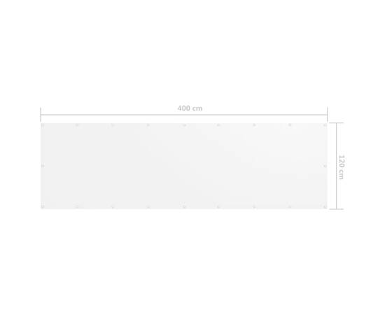 Paravan de balcon, alb, 120 x 400 cm, țesătură oxford, 5 image