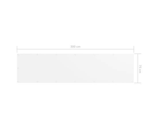 Paravan de balcon, alb, 75 x 300 cm, țesătură oxford, 5 image