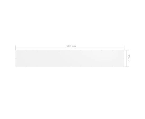 Paravan de balcon, alb, 75 x 500 cm, țesătură oxford, 5 image
