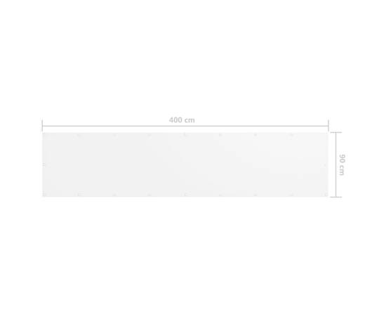 Paravan de balcon, alb, 90 x 400 cm, țesătură oxford, 5 image