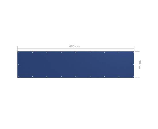 Paravan de balcon, albastru, 90 x 400 cm, țesătură oxford, 5 image
