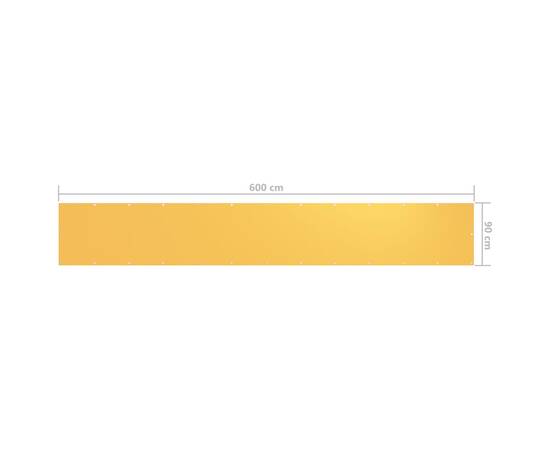 Paravan de balcon, galben, 90 x 600 cm, țesătură oxford, 5 image
