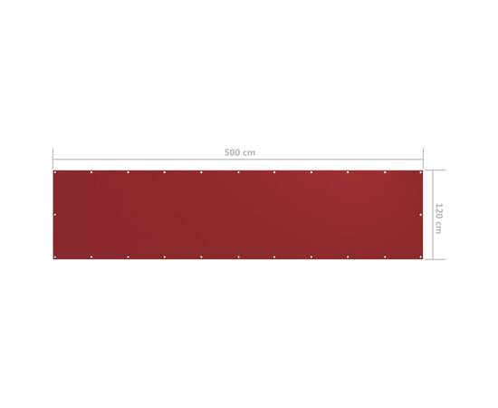 Paravan de balcon, roșu, 120 x 500 cm, țesătură oxford, 5 image