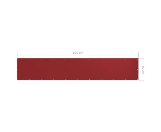 Paravan de balcon, roșu, 90 x 500 cm, țesătură oxford, 5 image