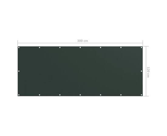 Paravan de balcon, verde închis, 120x300 cm, țesătură oxford, 5 image