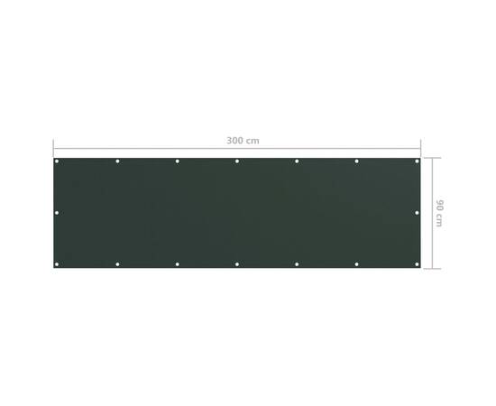 Paravan de balcon, verde închis, 90x300 cm, țesătură oxford, 5 image