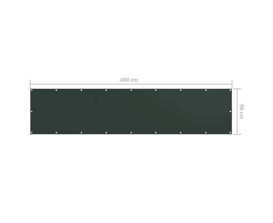 Paravan de balcon, verde închis, 90x400 cm, țesătură oxford, 5 image