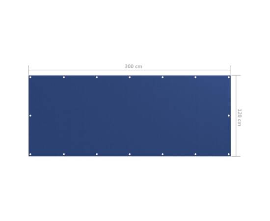 Paravan pentru balcon, albastru, 120x300 cm, țesătură oxford, 5 image