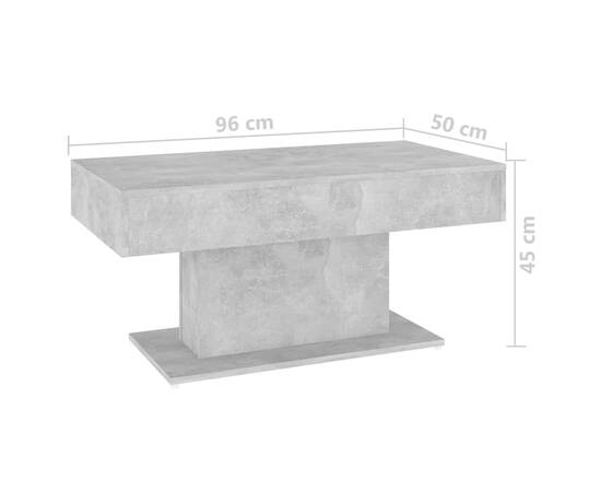 Măsuță de cafea, gri beton, 96x50x45 cm, pal, 6 image