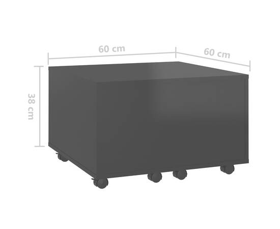 Măsuță de cafea, negru extra lucios, 60x60x38 cm, pal, 8 image