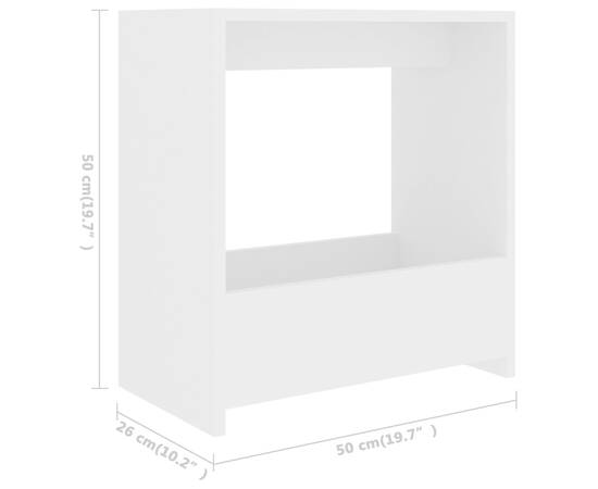 Masă laterală, alb, 50x26x50 cm, pal, 6 image
