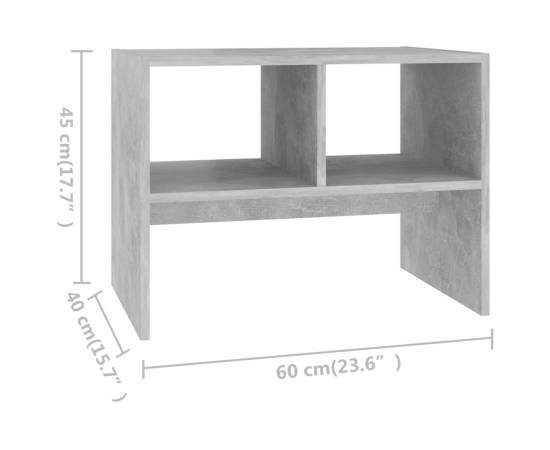 Masă laterală, gri, 60x40x45 cm, pal, 9 image