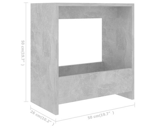 Masă laterală, gri beton, 50x26x50 cm, pal, 6 image