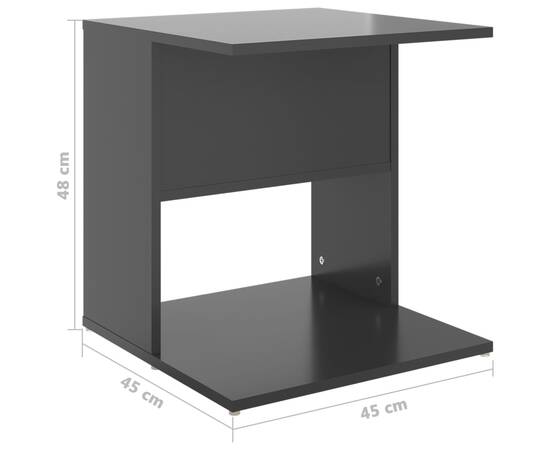 Masă laterală, gri extralucios, 45x45x48 cm, pal, 7 image